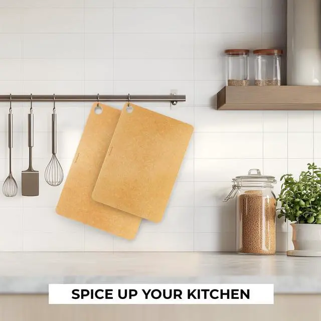 Alt view image 3 of 6 - Wood Cutting Boards for Kitchen, Dishwasher Safe, Medium 12" x 9" and Large, 15" x 11.25", Set of 2, Natural