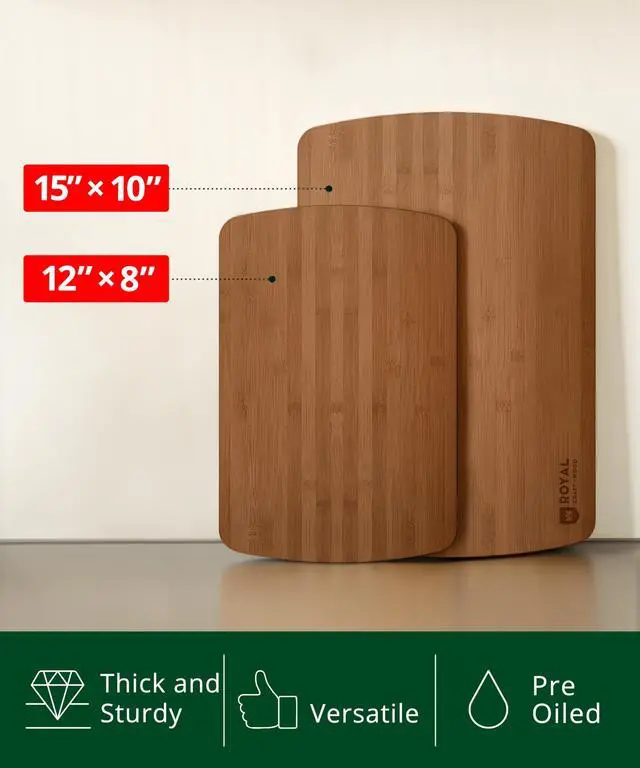 Alt view image 3 of 7 - Wooden Cutting Boards for Kitchen Meal Prep & Serving - Bamboo Wood Serving Board Set with Deep Juice Groove Side Handles - Charcuterie & Chopping Butcher Block for Meat