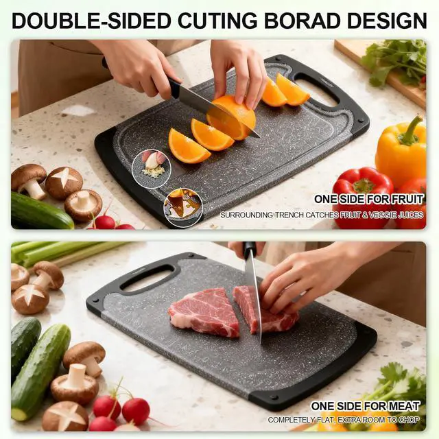 Alt view image 6 of 7 - Plastic Cutting Boards Set of 3,BPA Free,Dishwasher Safe