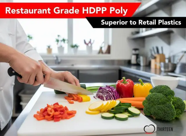 Alt view image 3 of 7 - Commercial Grade Plastic Cutting Board 18 x 12 x 1/2 Thick High Density White Poly, NSF Certified and Dishwasher Safe for Food Service