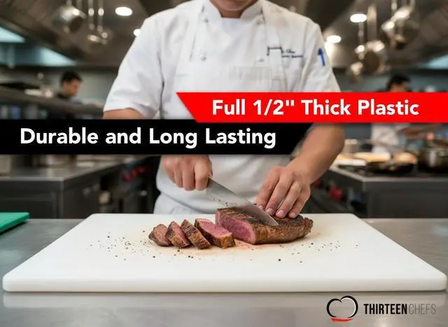 Alt view image 5 of 7 - Commercial Grade Plastic Cutting Board 18 x 12 x 1/2 Thick High Density White Poly, NSF Certified and Dishwasher Safe for Food Service
