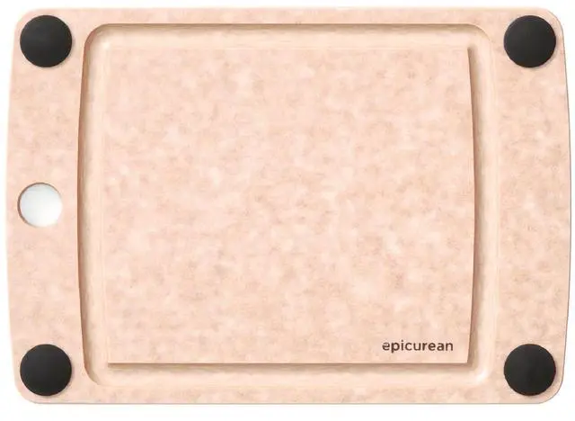 Main image of All-In-One Cutting Board with Non-Slip Feet and Juice Groove, 10" × 7", Natural/Black