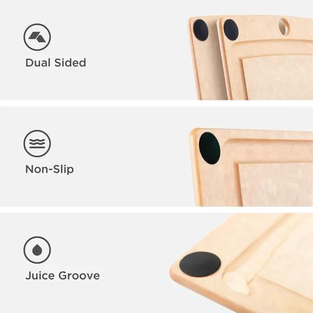 Alt view image 5 of 5 - All-In-One Cutting Board with Non-Slip Feet and Juice Groove, 10" × 7", Natural/Black