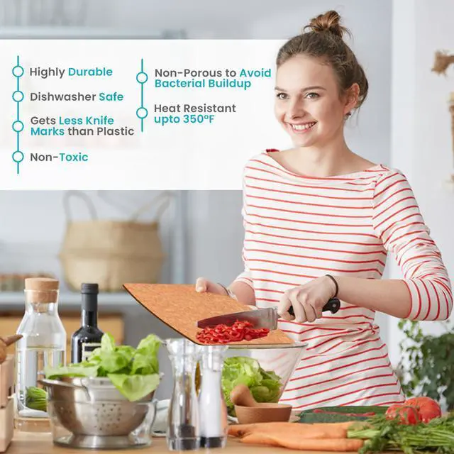 Alt view image 7 of 7 - Wood Cutting Board for Kitchen - Dishwasher Safe Composite Chopping Board
