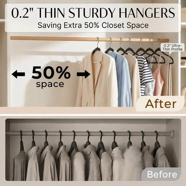 Alt view image 3 of 7 - Plastic Hangers 50 Pack, Heavy Duty Plastic Hangers for Clothes