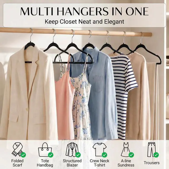 Alt view image 2 of 7 - Plastic Hangers 50 Pack, Heavy Duty Plastic Hangers for Clothes
