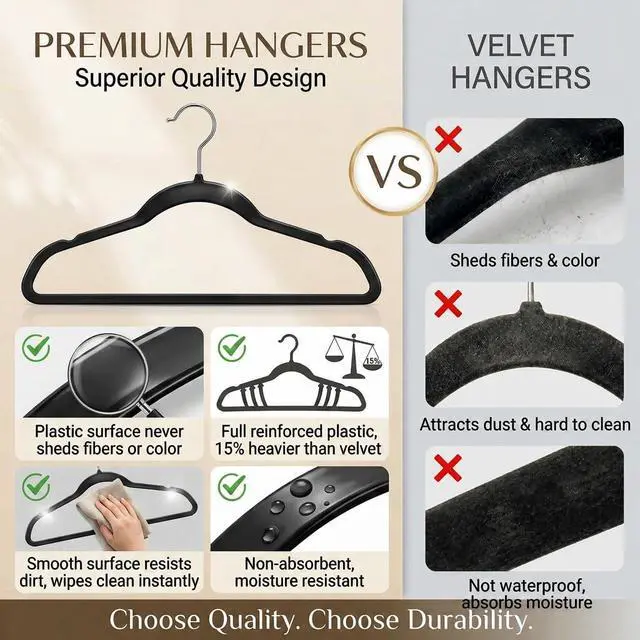 Alt view image 6 of 7 - Plastic Hangers 50 Pack, Heavy Duty Plastic Hangers for Clothes