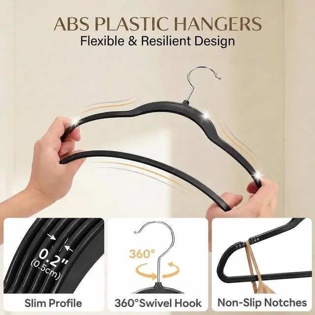 Alt view image 7 of 7 - Plastic Hangers 50 Pack, Heavy Duty Plastic Hangers for Clothes
