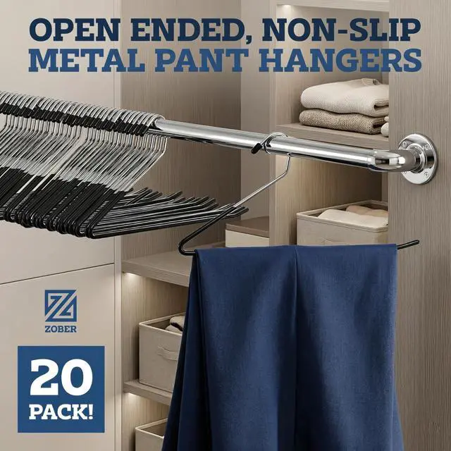 Alt view image 2 of 7 - Open Ended Pants Hangers, Metal Clothes Hangers for Jeans, 20 Pack