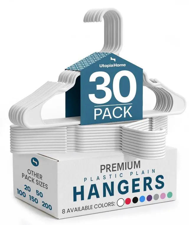 Main image of Plastic Hangers 30 Pack Space Saving Clothes Hanger White