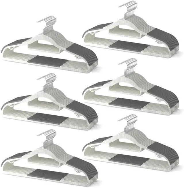 Main image of 60 Pack Heavy Duty Plastic Hangers, Non Slip Clothes Hangers with Rubber Pads and 360° Hook - Thin Space Saving Hanger, Closet Organizer for Shirt, Pants, Suit, Skirt,Coat - Gray