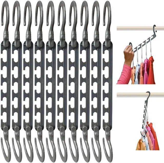 Main image of Max Space Saving Closet Hangers, 10-Pack, 360° Swivel, Grey