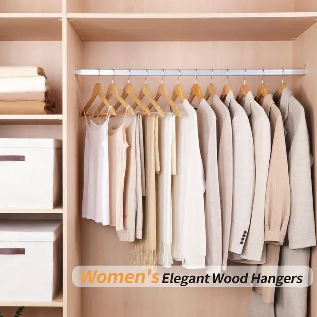 Alt view image 5 of 6 - Wood Suit Clothes Hangers for Closet Organizer, Natural, 20-Pack