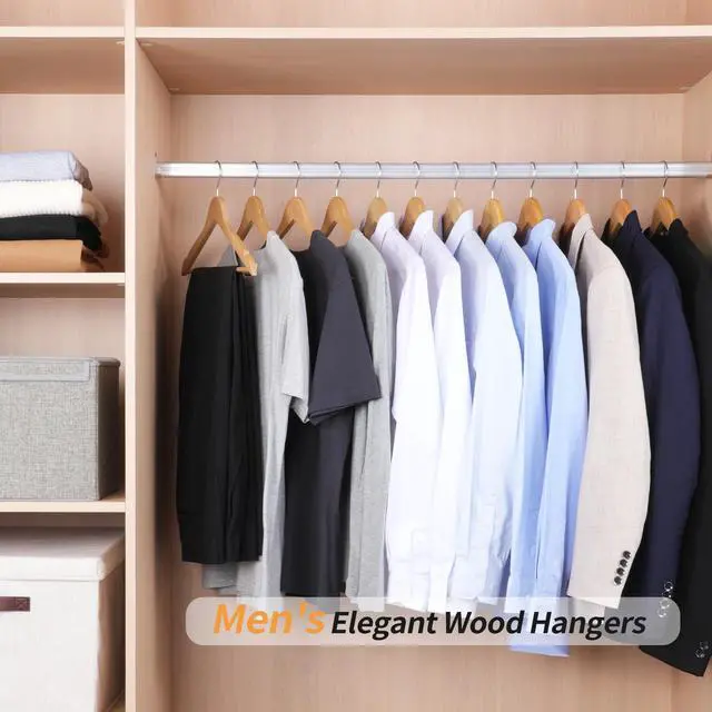 Alt view image 6 of 6 - Wood Suit Clothes Hangers for Closet Organizer, Natural, 20-Pack