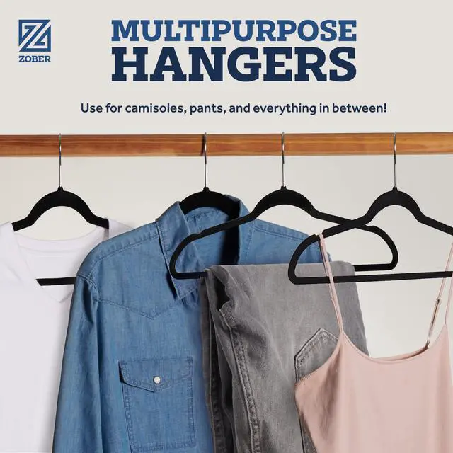 Alt view image 6 of 7 - Black Velvet Hangers 50 Pack - Clothes Hangers, Coat Hanger for Pants & Dress Clothes - Non Slip w/ 360 Degree Swivel, Holds up to 10 lbs - Strong Felt Hanger for Clothing