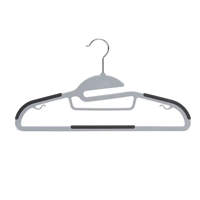 Alt view image 2 of 4 - Space Saving Non-Slip Rubber Coated Plastic Hangers with 360° Swivel Hook, Thin, Gray, Pack of 50