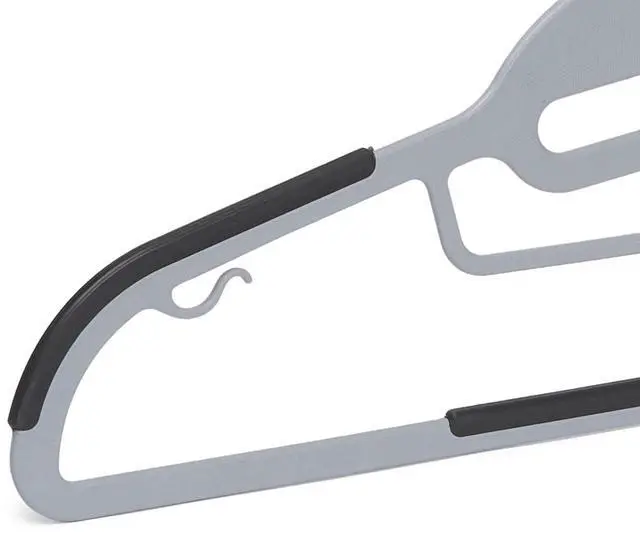 Alt view image 4 of 4 - Space Saving Non-Slip Rubber Coated Plastic Hangers with 360° Swivel Hook, Thin, Gray, Pack of 50