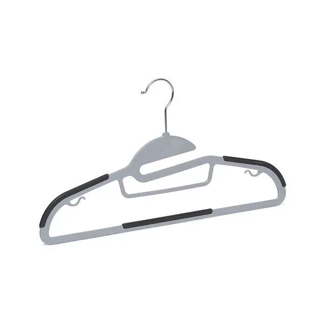 Alt view image 3 of 4 - Space Saving Non-Slip Rubber Coated Plastic Hangers with 360° Swivel Hook, Thin, Gray, Pack of 50