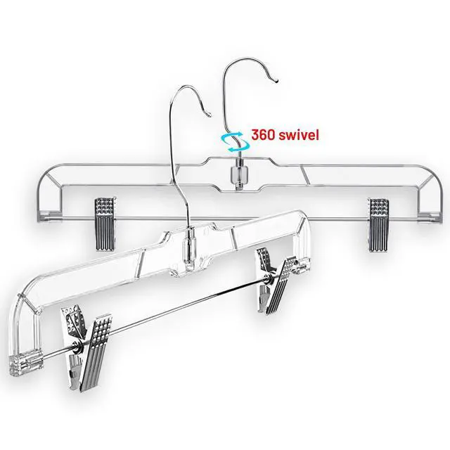 Alt view image 7 of 7 - Pants Hangers with Clips 12 Pack Skirt Hangers Clear Plastic