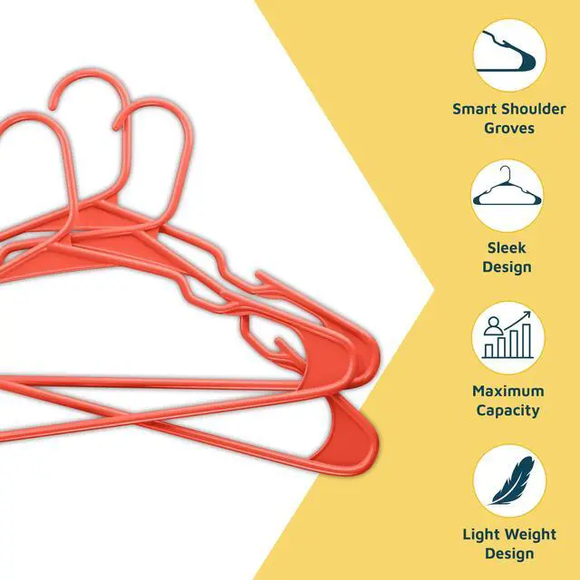 Alt view image 4 of 7 - Plastic Clothes Hangers Heavy Duty Hanger Set, for Organizing Clothes, Dresses, and Coat, Holds Up to 5 lbs, Space-Saving Hangers with Non-Slip Shoulder Grooves, Pack of 5, Dark Brown