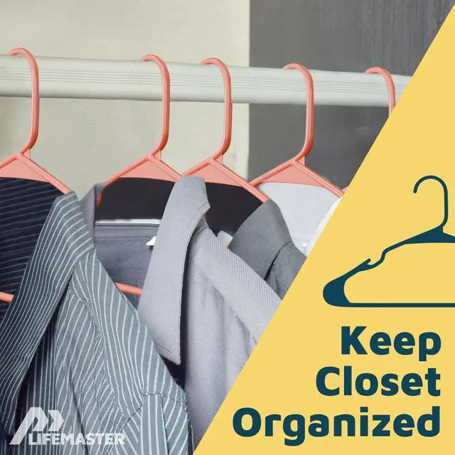 Alt view image 5 of 7 - Plastic Clothes Hangers Heavy Duty Hanger Set, for Organizing Clothes, Dresses, and Coat, Holds Up to 5 lbs, Space-Saving Hangers with Non-Slip Shoulder Grooves, Pack of 5, Dark Brown