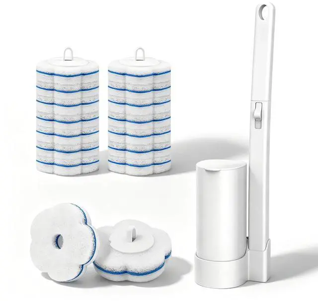 Main image of Disposable Toilet Brush for Bathroom Cleaning, 16 Replacement,White