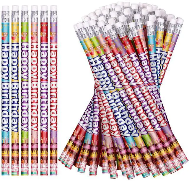 Main image of Happy Birthday Pencils Colorful Birthday Pencil for Students Birthday Pencil for Teacher Classroom Birthday Party Supplies, 6 Style (120)