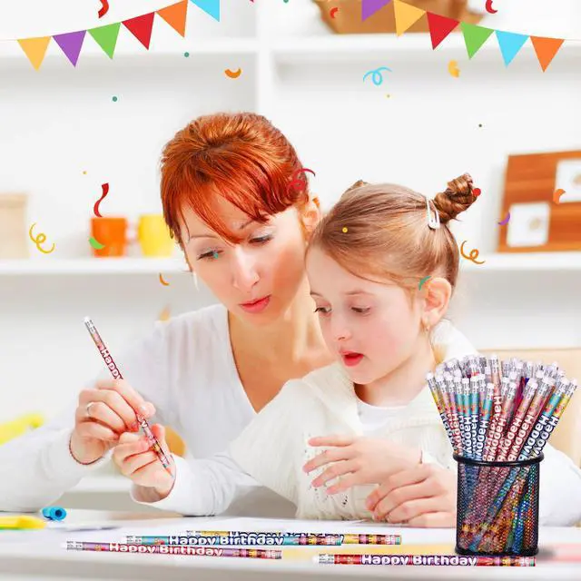 Alt view image 3 of 7 - Happy Birthday Pencils Colorful Birthday Pencil for Students Birthday Pencil for Teacher Classroom Birthday Party Supplies, 6 Style (120)