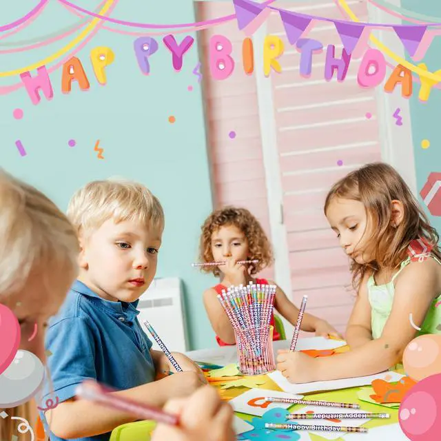 Alt view image 4 of 7 - Happy Birthday Pencils Colorful Birthday Pencil for Students Birthday Pencil for Teacher Classroom Birthday Party Supplies, 6 Style (120)