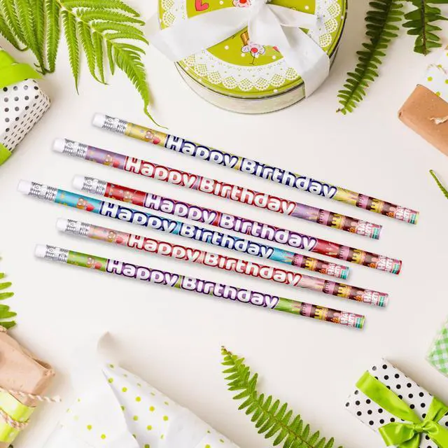 Alt view image 6 of 7 - Happy Birthday Pencils Colorful Birthday Pencil for Students Birthday Pencil for Teacher Classroom Birthday Party Supplies, 6 Style (120)