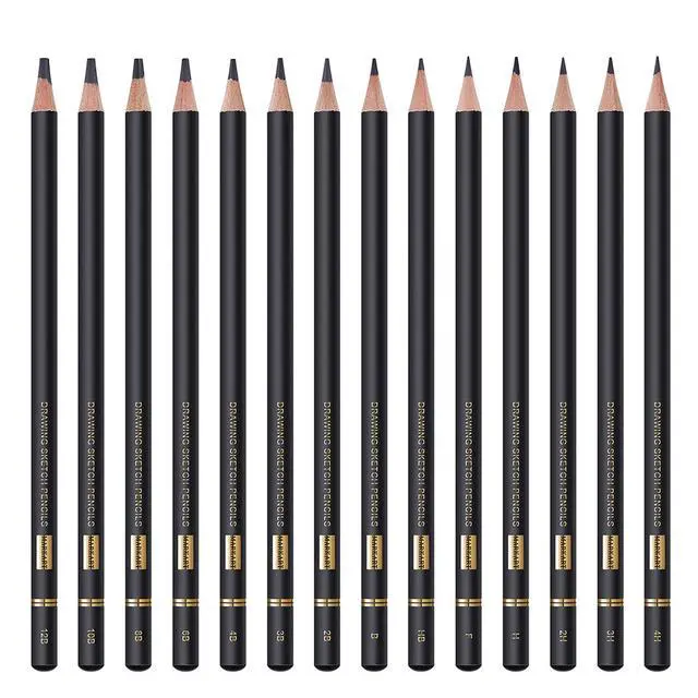 Alt view image 2 of 7 - Drawing Sketching Pencils Set, 14 Pieces, Graphite Pencil(12B - 4H)