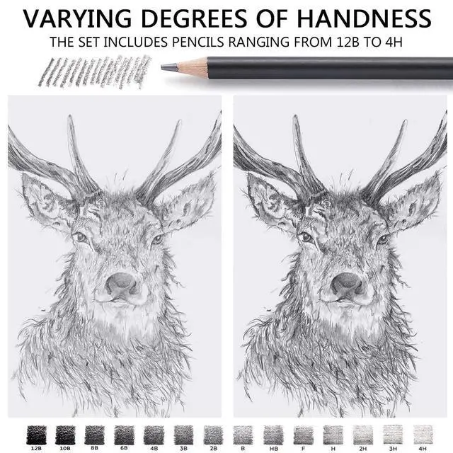 Alt view image 5 of 7 - Drawing Sketching Pencils Set, 14 Pieces, Graphite Pencil(12B - 4H)
