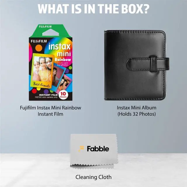 Alt view image 2 of 7 - Instax Mini Rainbow Instant Film 10-Exposure Pack Bundle with Black Instax Mini Photo Album Holds 32 Prints