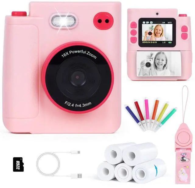 Main image of Kids Camera Instant Print, Gifts for Age 3-12 Kids, 5 Rolls Paper