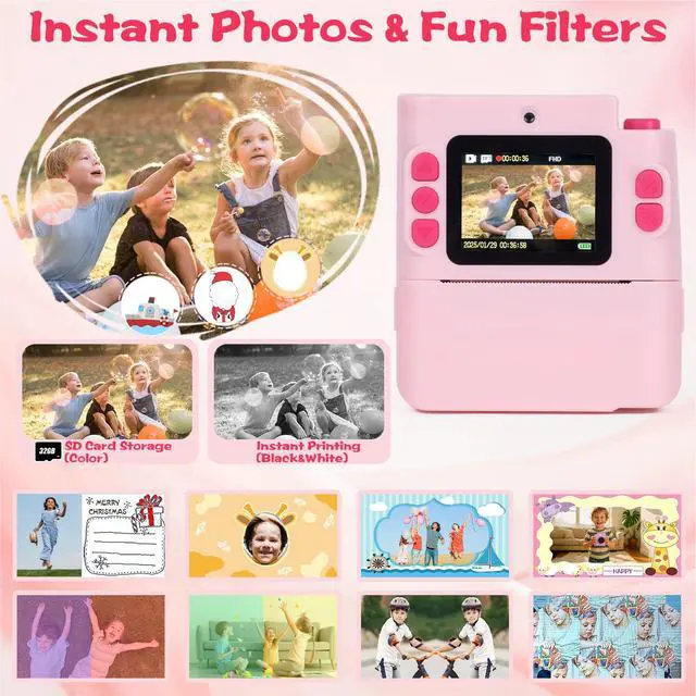 Alt view image 4 of 7 - Kids Camera Instant Print, Gifts for Age 3-12 Kids, 5 Rolls Paper