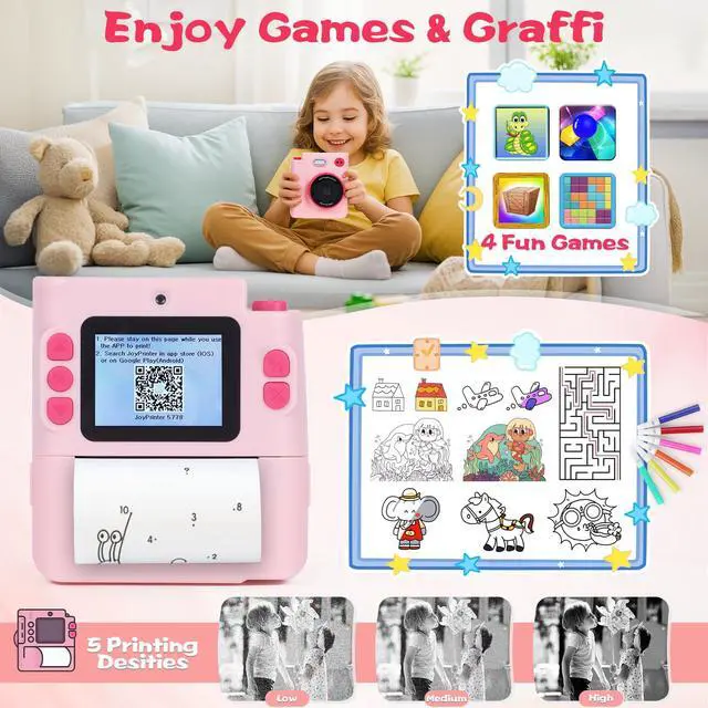 Alt view image 5 of 7 - Kids Camera Instant Print, Gifts for Age 3-12 Kids, 5 Rolls Paper