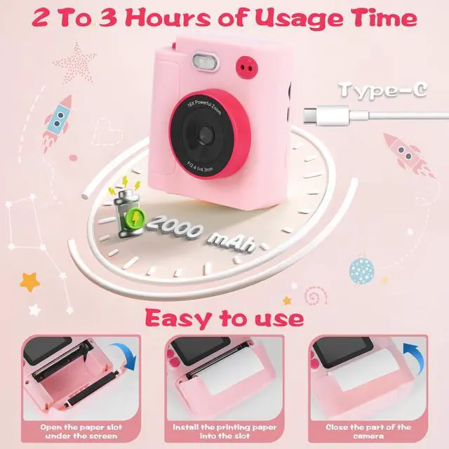 Alt view image 7 of 7 - Kids Camera Instant Print, Gifts for Age 3-12 Kids, 5 Rolls Paper