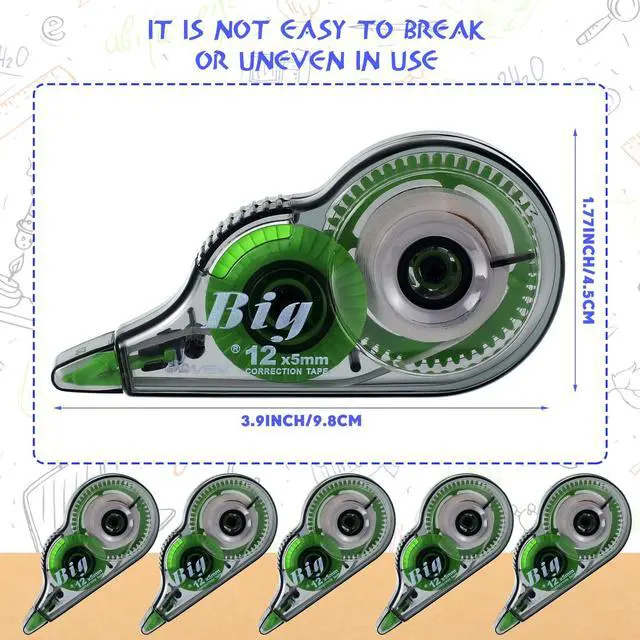 Alt view image 2 of 6 - 24 Pieces Correction Tapes Original Correction Wide Eraser Applicator Easy to Use Applicator Translucent Tapes Shows for Office Note Journal Scrapbooking, 0.2 Inch x 39.4 Feet