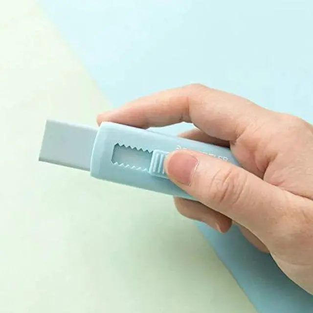 Alt view image 3 of 4 - Sliding Retractable Pencil Eraser with Plastic Sleeve, Assorted Soft Pastel Color 4 Pack