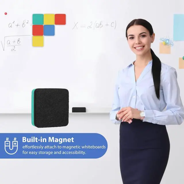 Alt view image 3 of 7 - Magnetic Dry Erase Erasers, Chalkboard Cleaning Pads