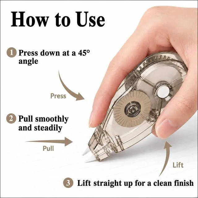 Alt view image 7 of 7 - White Correction Tape, 6 Pack, 20m/65.6 Ft, 90° Rotating Tip