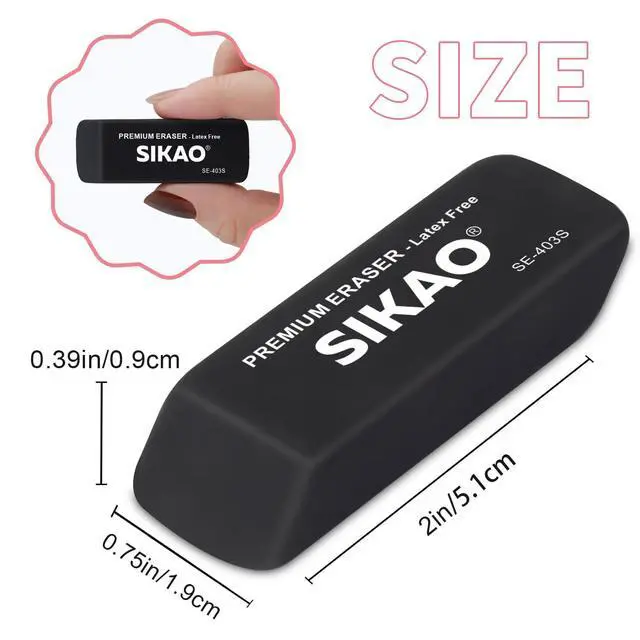 Alt view image 2 of 7 - Black Erasers, 12 Pack Block Pencil Erasers