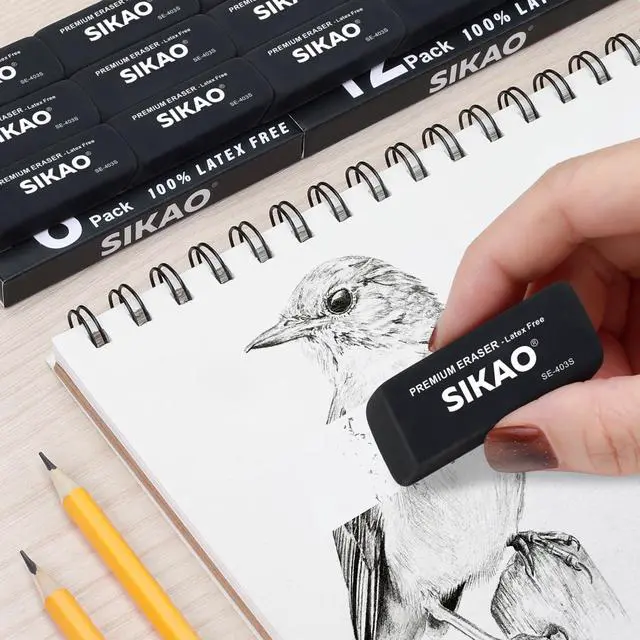 Alt view image 4 of 7 - Black Erasers, 12 Pack Block Pencil Erasers