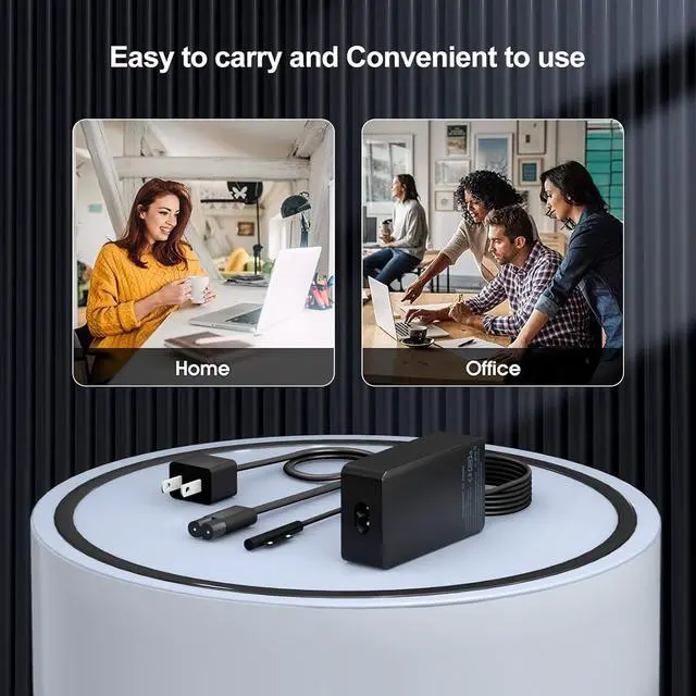 Alt view image 4 of 7 - Surface Pro Charger 65W, Surface Laptop Charger Compatible with Microsoft Surface Pro 11/10/9/8/7+/7/6/5/4/X, Surface Laptop 7/6/5/4, Surface Book 3/2, Surface Go 3/2/1 with 8.8ft Power Cord