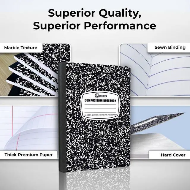 Alt view image 3 of 7 - 12 Pack Composition Notebook College Ruled Bulk, Black Marble