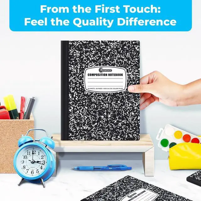 Alt view image 4 of 7 - 12 Pack Composition Notebook College Ruled Bulk, Black Marble