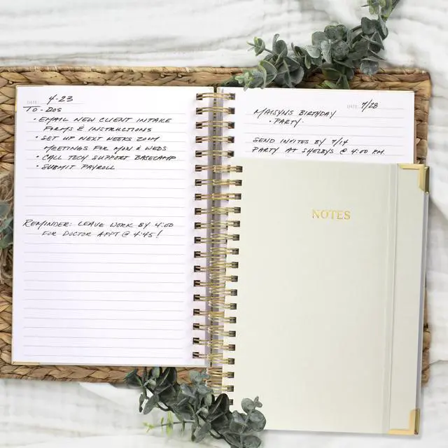 Alt view image 2 of 7 - Aesthetic Thick Spiral Notebook Journal For Women in B5 Format - Modern Linen Hardcover College Ruled Note Book With 300 Lined Pages - Perfect For Writing And Staying Organized at Work or School