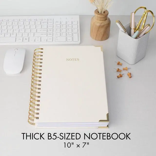 Alt view image 4 of 7 - Aesthetic Thick Spiral Notebook Journal For Women in B5 Format - Modern Linen Hardcover College Ruled Note Book With 300 Lined Pages - Perfect For Writing And Staying Organized at Work or School