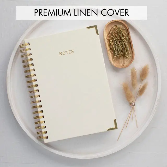 Alt view image 5 of 7 - Aesthetic Thick Spiral Notebook Journal For Women in B5 Format - Modern Linen Hardcover College Ruled Note Book With 300 Lined Pages - Perfect For Writing And Staying Organized at Work or School