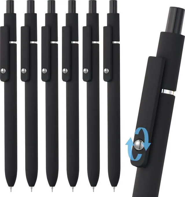Main image of Cute Black Gel Pens, 6Pcs 0.5mm Quick Dry Black Ink Pens Ballpoint